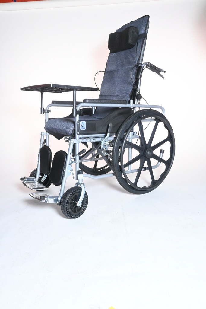 SILLA DE RUEDAS 5 EN EL -HIDRAUL-LL.GRUESAS TODO TERRENO -DOBLE CRUC- MESA ABS-REPOS.ALUM.