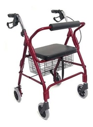 ANDADOR ALUM. 4 RDS C/ASIENTO Y CANASTILLA - GUINDA