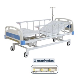 CAMA CLINICA IMP. - MANUAL 3 FUNC. COLOR AZUL CIELO C/VAR. PORTASU.