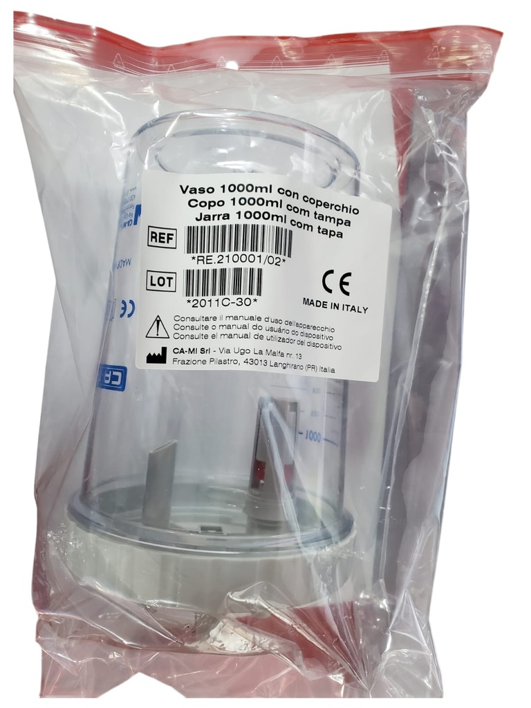 FRASCO DE POLICARBONATO CON TAPA 1000 ML