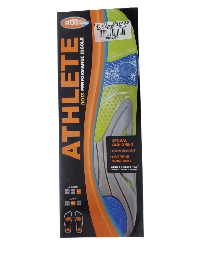 PLANTILLA ATLETA PARA DEPORTE GEL Y SOPORTE ARCO PVC 164 - TALLA 1 (35-38)