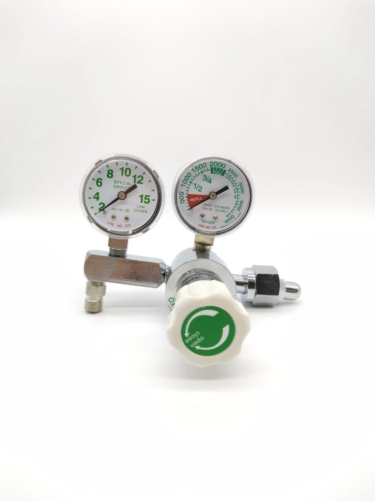 REGULADOR DE OXIGENO DE DOS RELOJES 0-15LPM CGA 540