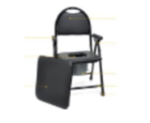 [3000005] SILLA INODORO ACOLCHADA CON POSABRAZOS INCL. BASÍN NEGRO -  COLOR NEGRO INCL. REGATÓN RPTO.