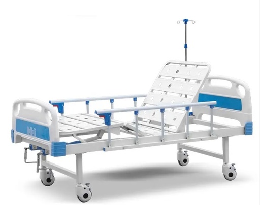 [0890017] CAMA CLÍNICA IMP. - MANUAL DE 2 FUNC.-COLOR AZUL CIELO- INCLUYE: VAR. PORTASUERO