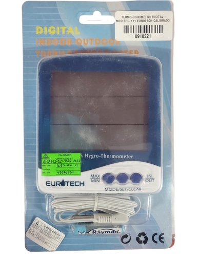 [0910221] TERMOHIGROMETRO DIGITAL MOD SH-111 EUROTECH CALIBRADO